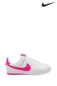 Nike White/Pink Junior Cortez EasyOn Trainers