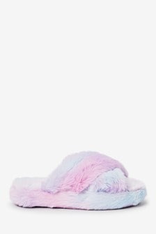 Pink Pastel Recycled Faux Fur Sliders