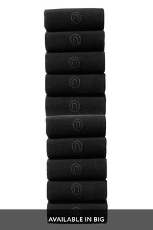 Black 10 Pack Men's Embroidered Socks