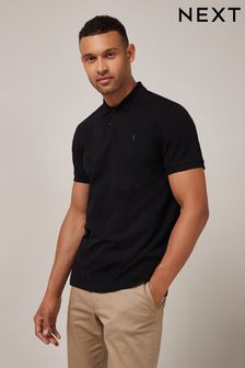 Black Regular Fit Pique Polo Shirt