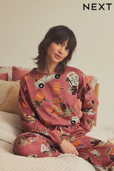 Berry Red Pumpkin Spice Autumn 100% Cotton Long Sleeve Pyjamas