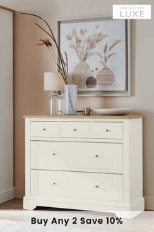 Chalk White Chalk White Hampton Painted Oak Collection 5 Drawer Vanity Chest Of Drawers