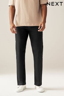 Solid Black Straight Fit Essential Stretch Jeans