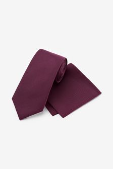Burgundy Red Regular Silk Tie And Pocket Square Set