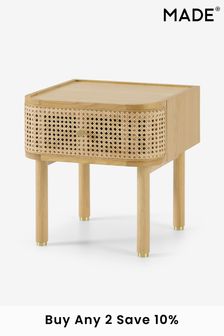 MADE.COM Natural Oak and Rattan Ankhara Bedside