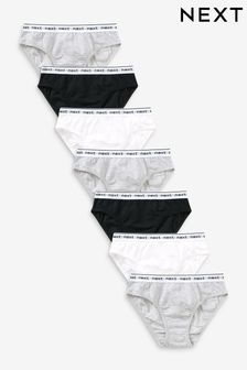 Black/Grey/White 7 Pack Bikini Briefs (2-16yrs)
