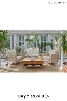 Natural Garden Bamburgh Indoor Rattan Lounging Set With Luxford Stripe Amethyst Cushions