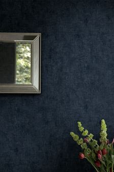 Midnight Seaspray Blue Plain Textured Wallpaper Wallpaper