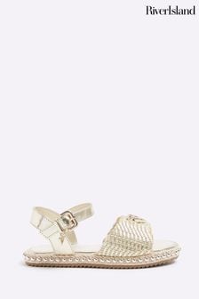 River Island Gold Girls Woven Espadrilles