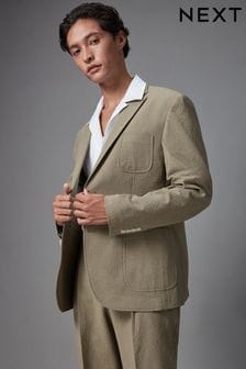 Green Relaxed Fit Seersucker Suit Jacket