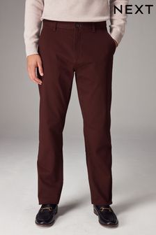 Dark Burgundy Straight Fit Stretch Chinos Trousers