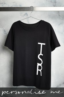Black Personalised Black Initial T-Shirt