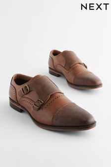 Tan/Brown Double Monk Toe Cap Shoes