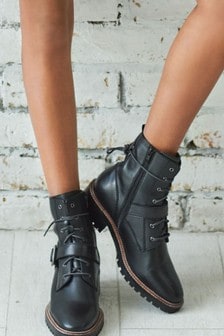 leather tie boots