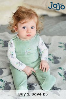 JoJo Maman Bébé Green 2-Piece Koala Dungaree Set