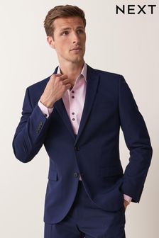 Bright Blue Regular Fit Two Button Suit: Jacket