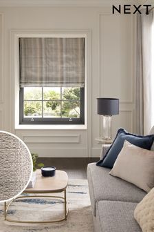 Silver Grey Ready Made Metallic Stripe Roman Blind