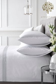 Appletree White Embroidered Band Duvet Cover Set