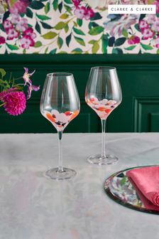 Clarke & Clarke Blush Pink Luco Set of 2 Wine Glasses