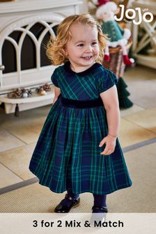 JoJo Maman Bébé Navy Check Party Dress