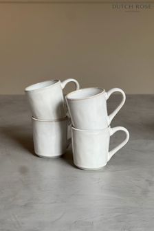Dutch Rose Set of 4 White Organic Small Mugs