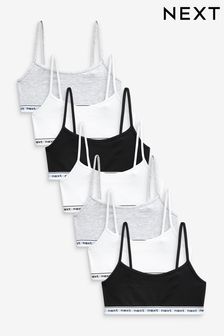 Black/Grey/White 7 Pack Strappy Crop Tops (5-16yrs)