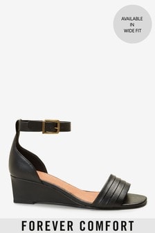 black low wedge sandals