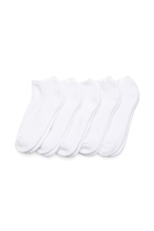 White Cushion Sole Trainer Socks Five Pack