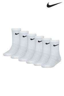 Nike White Little Kids 100% Cotton Crew Socks 6 Pack