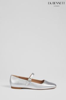 LK Bennett Silver Leather Willow Mary Jane Shoes