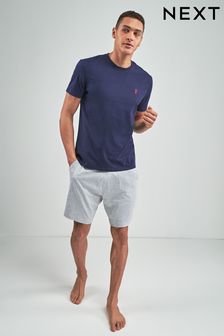 Navy Blue/Grey Jersey Short Pyjama Set