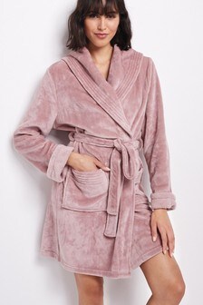 Pink Supersoft Shawl Collar Fleece Dressing Gown
