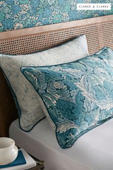 Clarke & Clarke Teal Blue William Morris Acanthus Pillowcase Pair