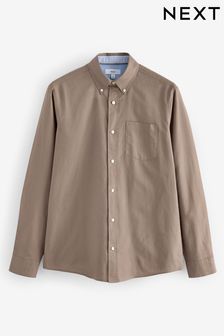 Stone Natural Slim Fit Long Sleeve Oxford 100% Cotton Shirt