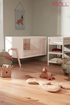 White Torsten 2 piece Cot Bed & Changing Table In White By Troll