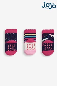 JoJo Maman Bébé Navy Girls' 3-Pack Navy Unicorn Socks