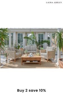 Duck Egg Blue Garden Bamburgh Indoor Rattan Lounging Set With Luxford Stripe Cushions