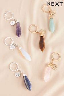 Gold Plated/Silver Plated Semi Precious Shard Stone Keyring