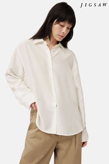 Jigsaw Cream Silk Habotai Relaxed Shirt