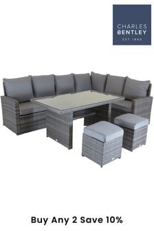 Charles Bentley Grey Garden 6 Seater Premium Rattan Dining Set