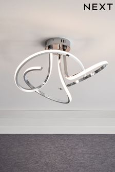 Chrome Sculptural LED Flush Ceiling Light