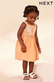 Orange Butterfly 100% Cotton Dress (3mths-7yrs)