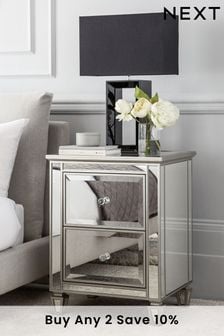 Fleur Mirrored 2 Drawer Bedside Table