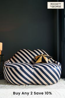 Rockett St George Studio Stripe Velvet Sand and Black Luscious Lips Small 2 Seater Sofa