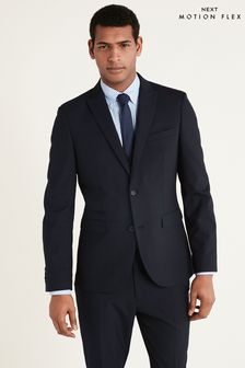 Navy Blue Slim Fit Wool Blend Motion Flex Suit: Jacket