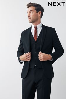 Black Skinny Fit Motion Flex Suit: Jacket