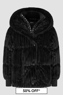 DKNY Girls Midweight Bubble Ski Jacket with Sherpa Lined and Faux Fur Trim Hood 
