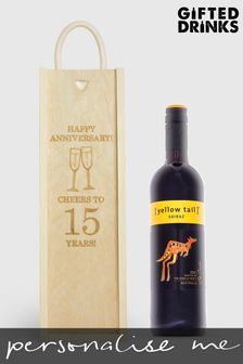 Personalised Happy Anniversary Gift Box with Red Wine by Gifted Drinks