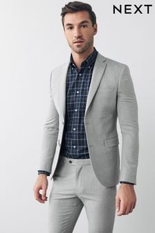 Light Grey Skinny Fit Motion Flex Suit: Jacket