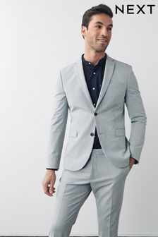 Light Grey Slim Fit Motion Flex Suit: Jacket
